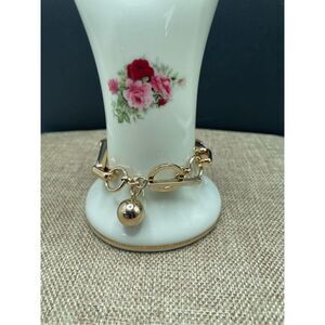Chunky Gold Chain Length Bracelet Toggle Gold Ball